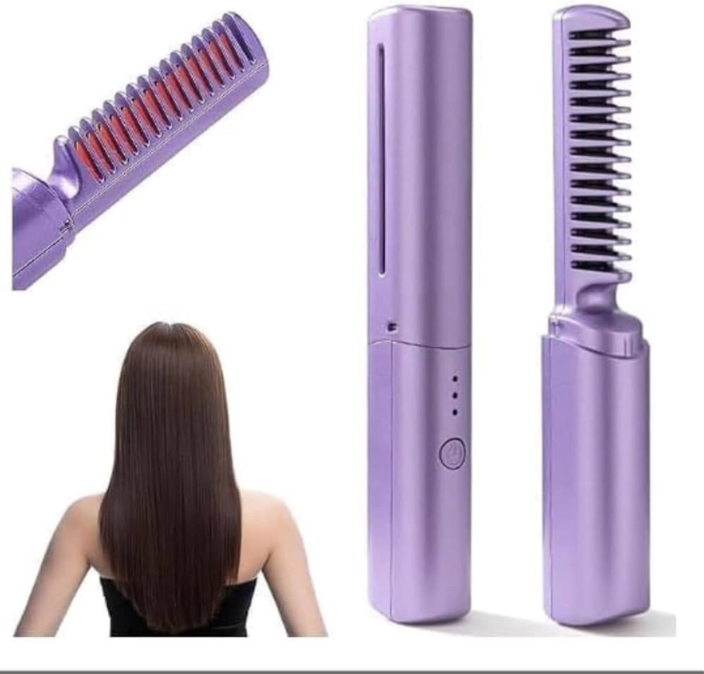 Hair Straightening Comb – Mini Electric Styling Brush for Curl & Straighten 5