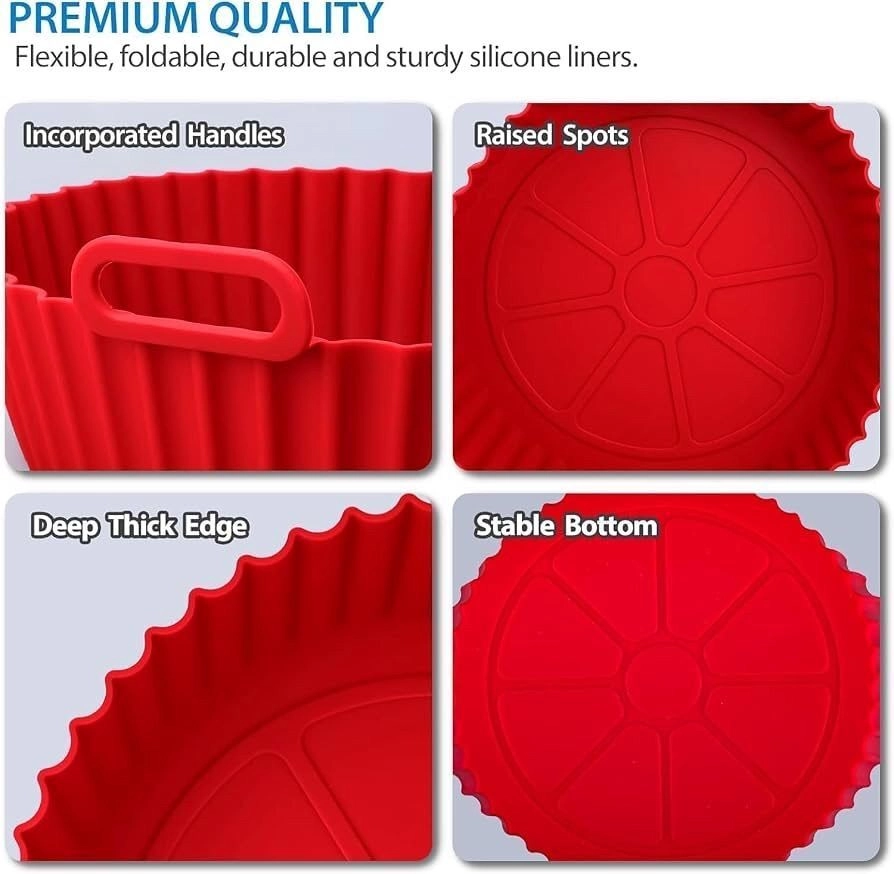 Air Fryer Silicone Liners, Round, Square 8 Inch 3