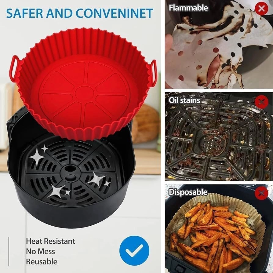 Air Fryer Silicone Liners, Round, Square 8 Inch 4