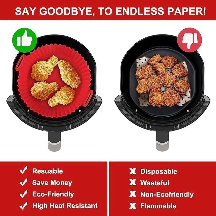 Air Fryer Silicone Liners, Round, Square 8 Inch 5