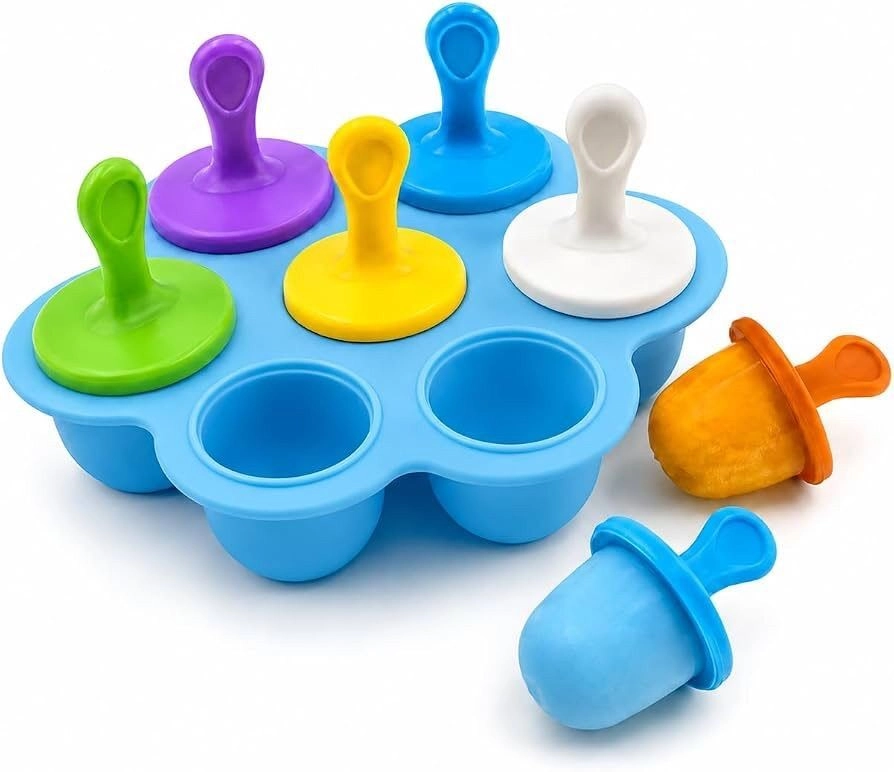 7 Cavity Plastic Popsicle Mold Set with Reusable Sticks