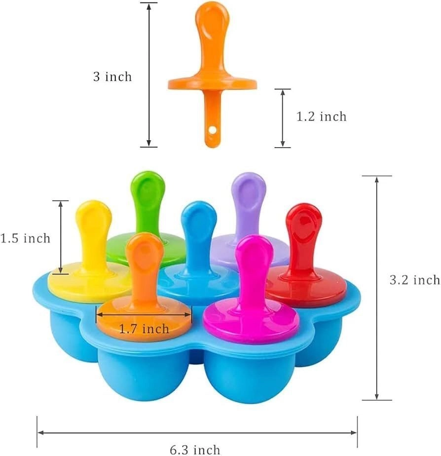 7 Cavity Plastic Popsicle Mold Set with Reusable Sticks