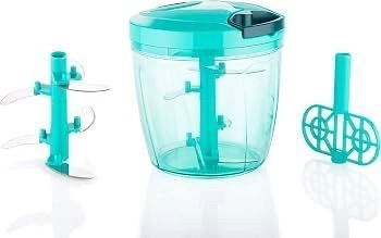Clazkit Plastic Kitchen Dori Handy Vegetable and Fruit Manual Onion Dry Fruit Salad Maker Vegetable Quick String Chopper Machine, Cutter – 6 Stainless Steel Blades, 900ml 3