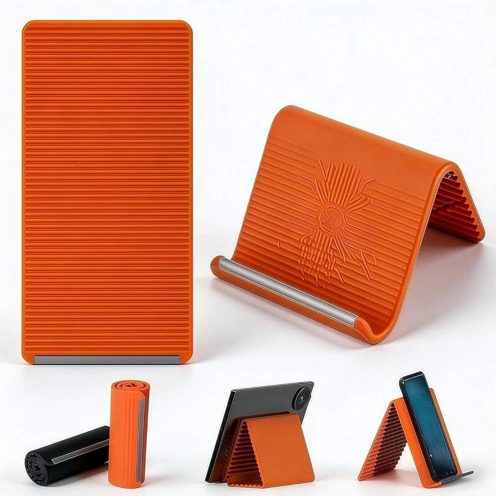 Foldable Silicone Mobile Phone & Tablet Stand | Portable Anti-Slip Desktop Holder | Adjustable Desk Stand for Smartphones, Tablets, Kindle & E-Reader