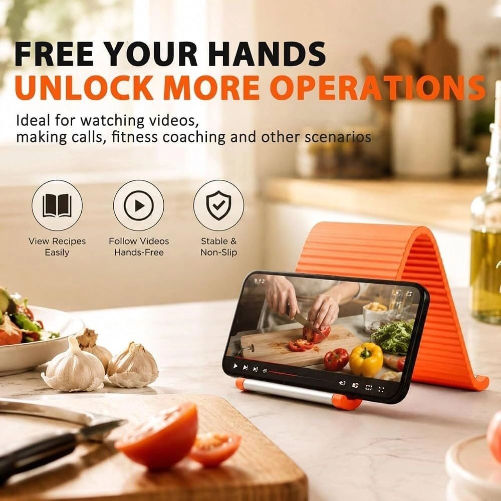 Foldable Silicone Mobile Phone & Tablet Stand | Portable Anti-Slip Desktop Holder | Adjustable Desk Stand for Smartphones, Tablets, Kindle & E-Reader 6