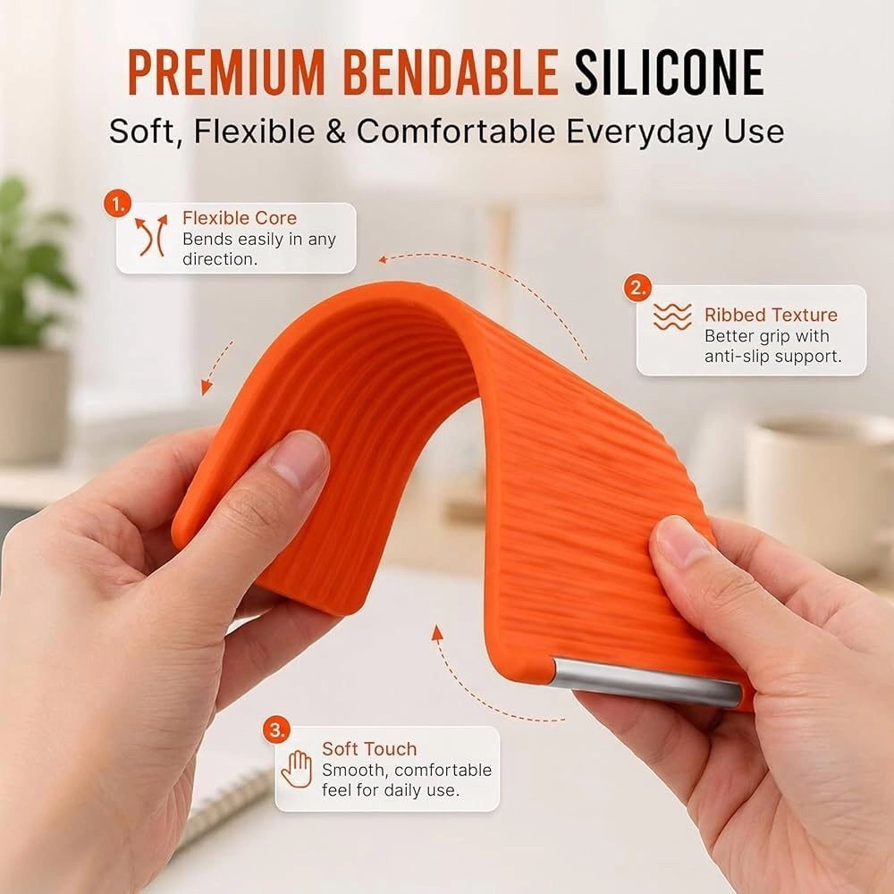Foldable Silicone Mobile Phone & Tablet Stand | Portable Anti-Slip Desktop Holder | Adjustable Desk Stand for Smartphones, Tablets, Kindle & E-Reader 7