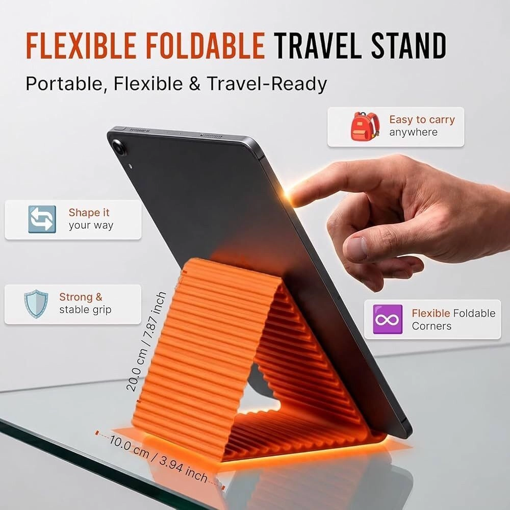 Foldable Silicone Mobile Phone & Tablet Stand | Portable Anti-Slip Desktop Holder | Adjustable Desk Stand for Smartphones, Tablets, Kindle & E-Reader 8