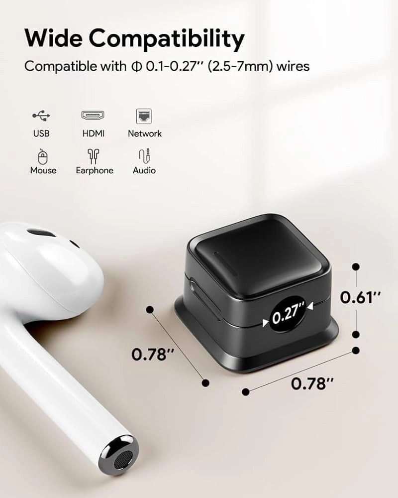 Magnetic Cable Clips, Self Adhesive Cable Organizer Holder for Desk, Car, Wall (Pack of 6)