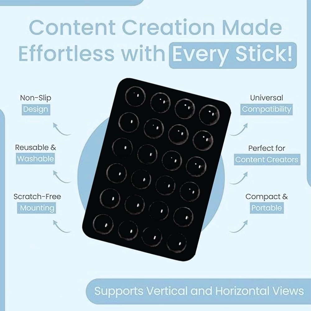 Suction Phone Case - Anti-Slip Silicone Back Cover Multipurpose Hands-Free Sticky Pads for Phone Case Mount for Selfies Videos Mirror Shower