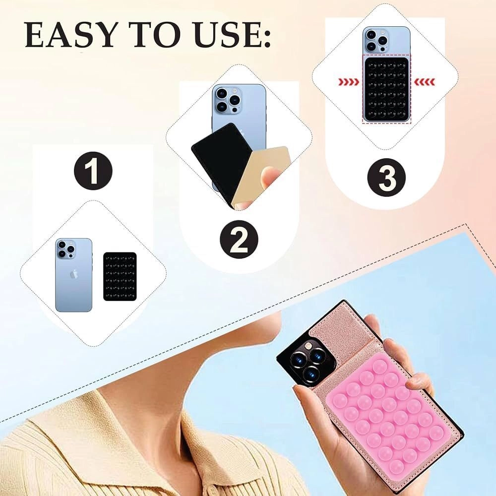 Suction Phone Case - Anti-Slip Silicone Back Cover Multipurpose Hands-Free Sticky Pads for Phone Case Mount for Selfies Videos Mirror Shower 3