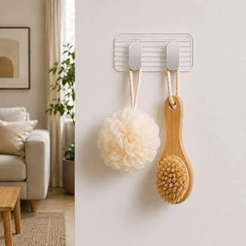 2 in 1 self Adhesive Kitchen wall Hook pcs 1 Waterproof no Drill wall Mounted Organizer Hook for Kitchen Bathroom Home use