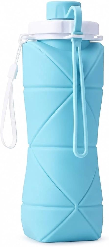 Reusable Foldable Silicone Water Bottle with Leakproof Lid BPA Free Lightweight Collapsible Drinking Bottle for Gym Office School Travel Hiking Camping Cycling Outdoor Activities Multicolor - 1