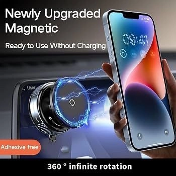 Upgraded 360° Adjustable Ultra Vacuum Magnetic Car Phone Holder Hands Free Magnetic Suction Cup Mount for Gym Makeup Shower Mirror Gaming Room Compatible (Non-Extended)