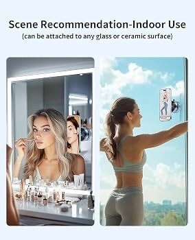 Upgraded 360° Adjustable Ultra Vacuum Magnetic Car Phone Holder Hands Free Magnetic Suction Cup Mount for Gym Makeup Shower Mirror Gaming Room Compatible (Non-Extended) 3