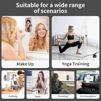 Upgraded 360° Adjustable Ultra Vacuum Magnetic Car Phone Holder Hands Free Magnetic Suction Cup Mount for Gym Makeup Shower Mirror Gaming Room Compatible (Non-Extended) 4