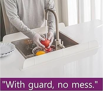 (30cm) Premium Kitchen Sink Silicone Water Splash Guard Size Upgrade 30" and new Package - NO Suction Cups, Ultra Wide 30" 5