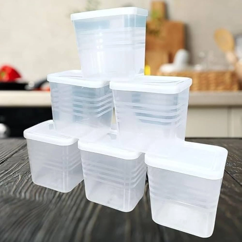Fridge Storage Containers with Lid Pack of 6, 1200ml Food Storage Boxes, BPA Free Refrigerator Organizer, Freezer Safe Kitchen Storage Containers for Fruits, Vegetables, Snacks