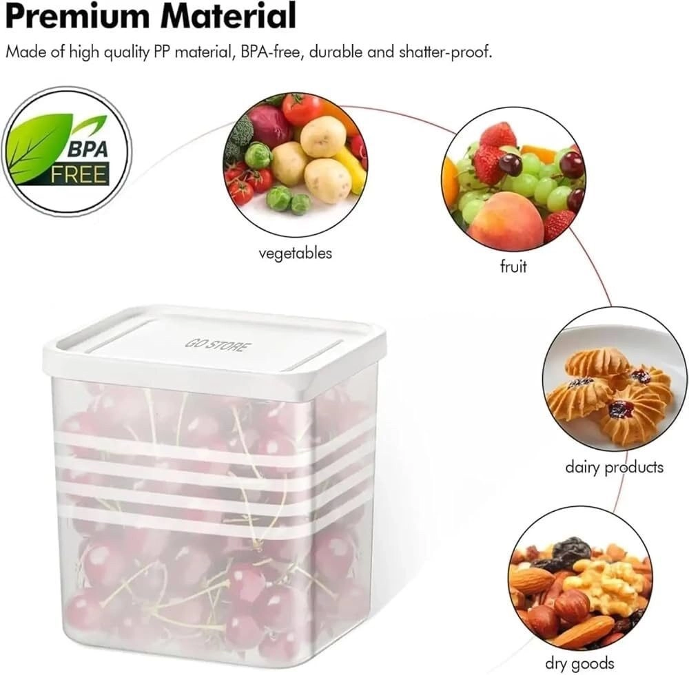 Fridge Storage Containers with Lid Pack of 6, 1200ml Food Storage Boxes, BPA Free Refrigerator Organizer, Freezer Safe Kitchen Storage Containers for Fruits, Vegetables, Snacks 3