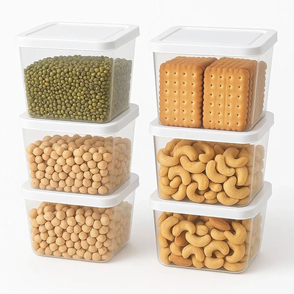 Fridge Storage Containers with Lid Pack of 6, 1200ml Food Storage Boxes, BPA Free Refrigerator Organizer, Freezer Safe Kitchen Storage Containers for Fruits, Vegetables, Snacks 8