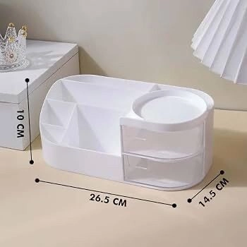 MakeUp Organizer Stand Desk Storage Dressing Table Organiser Cosmetic Organizer Box Skin Care Table Bathroom Organiser Storage Box Vanity with Transparent Drawer( 5