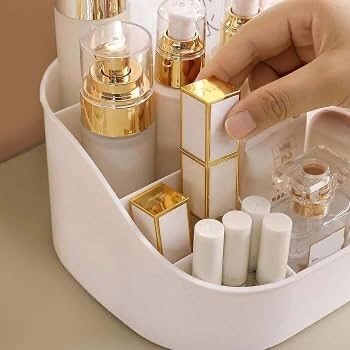 MakeUp Organizer Stand Desk Storage Dressing Table Organiser Cosmetic Organizer Box Skin Care Table Bathroom Organiser Storage Box Vanity with Transparent Drawer( 7