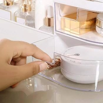 MakeUp Organizer Stand Desk Storage Dressing Table Organiser Cosmetic Organizer Box Skin Care Table Bathroom Organiser Storage Box Vanity with Transparent Drawer( 9