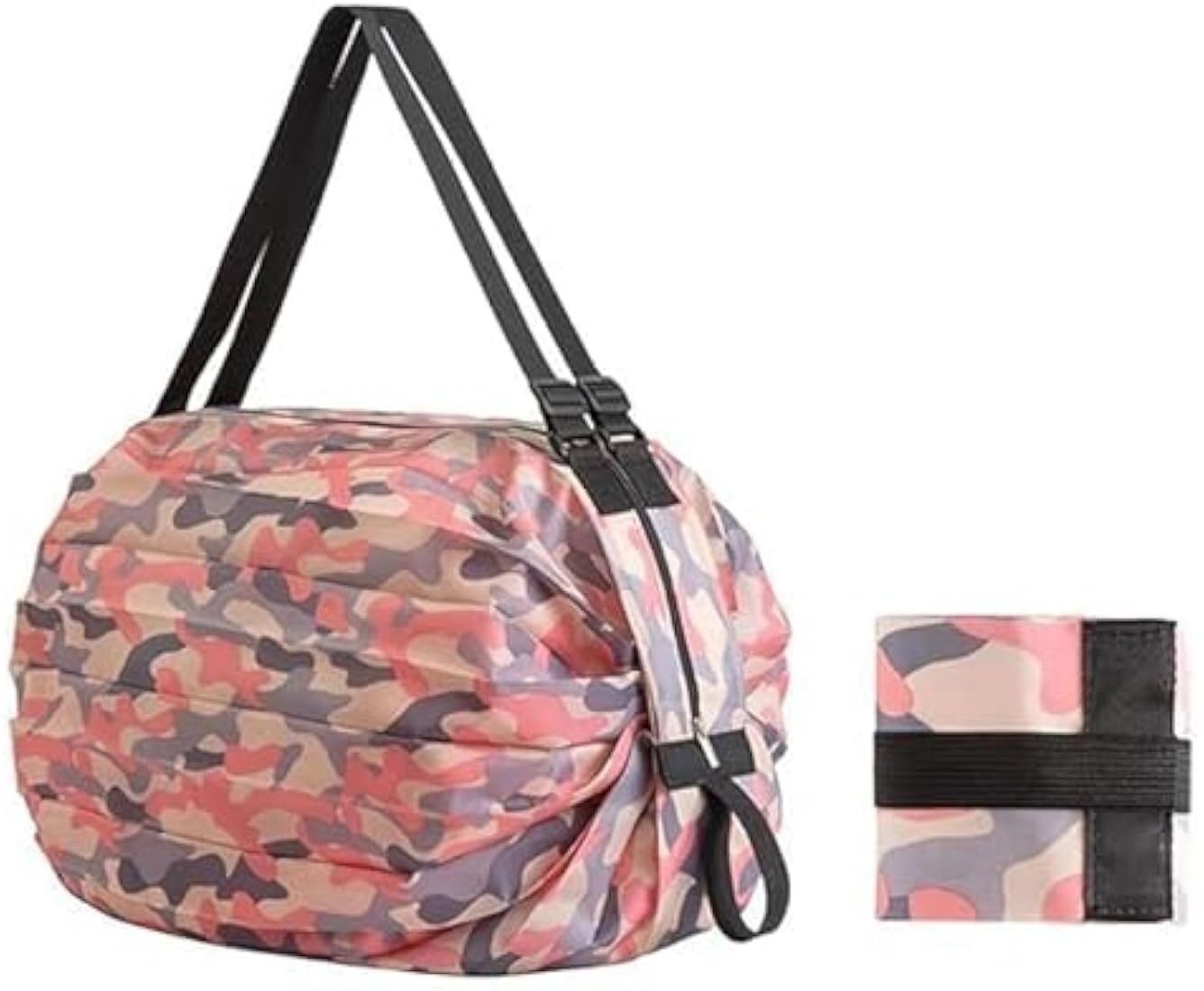 Unisex Folding Supermarket Shopping Bag with Zipper | Nylon Waterproof Travel Luggage Bag Portable Foldable Shopping Bag | Multiuse Grocery Shoulder Handbag Travel Bag