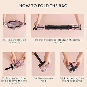 Unisex Folding Supermarket Shopping Bag with Zipper | Nylon Waterproof Travel Luggage Bag Portable Foldable Shopping Bag | Multiuse Grocery Shoulder Handbag Travel Bag 6