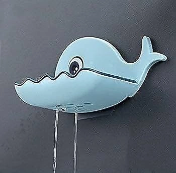 Self Draining Fish Shape Cute Soap Plastic Dish Adhesive Waterproof Wall Mounted Bar Soap Dish Holder Organizer Rack Hanging Bathroom Soap Tray for Bathroom 9
