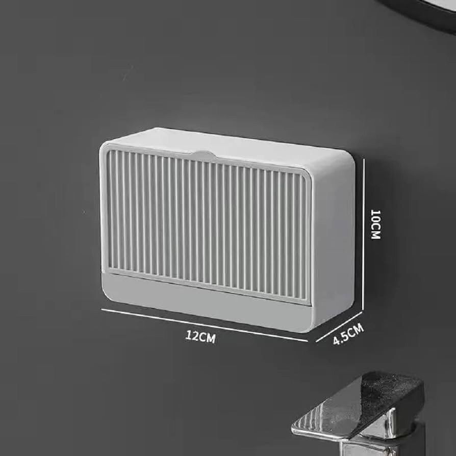 Premium Plastic Creative Wall Mounted Double Bar Bathroom Soap Box Holder Soap Dish with Drainage Box Soap Box with Lid Soap Draining Rack 3