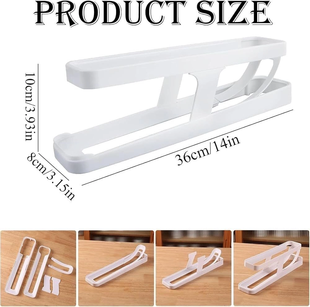 Egg Dispenser Foldable Space-Saving Automatic Egg Roller Dispenser, Automatically Rolling Egg Holder Container Display Rack for Kitchen Refrigerator Storage.