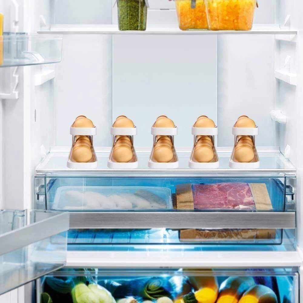 Egg Dispenser Foldable Space-Saving Automatic Egg Roller Dispenser, Automatically Rolling Egg Holder Container Display Rack for Kitchen Refrigerator Storage. 8