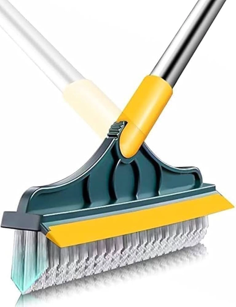 Bathroom Cleaning Brush with Wiper 2 in 1 Tiles Cleaning Brush Floor Scrub Bathroom Brush with Long Handle 120° Rotate Bathroom - Home Kitchen Bathroom Cleaning Brush (2IN1 Brush)