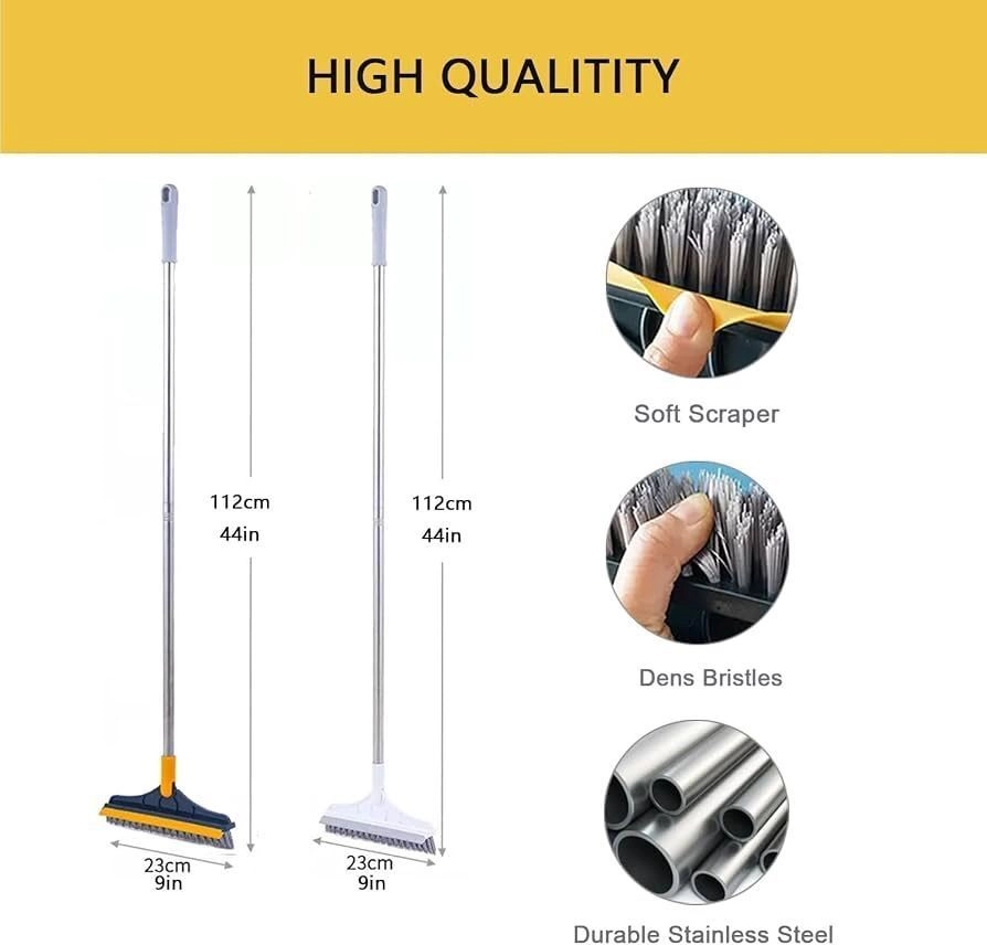 Bathroom Cleaning Brush with Wiper 2 in 1 Tiles Cleaning Brush Floor Scrub Bathroom Brush with Long Handle 120° Rotate Bathroom - Home Kitchen Bathroom Cleaning Brush (2IN1 Brush) 3