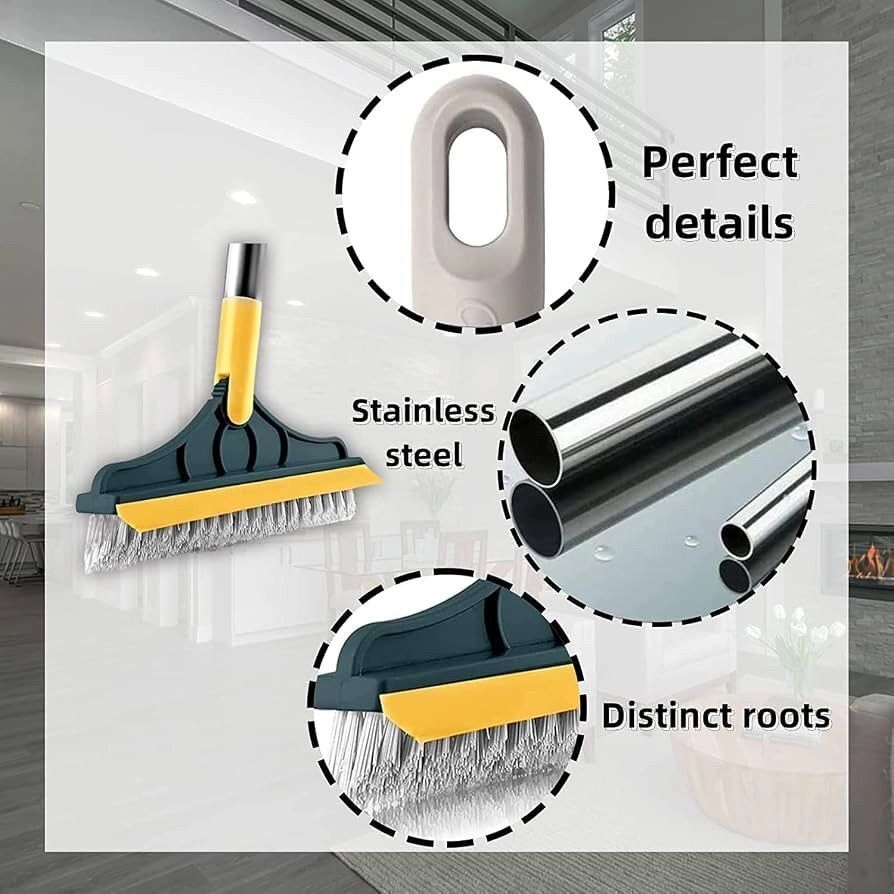 Bathroom Cleaning Brush with Wiper 2 in 1 Tiles Cleaning Brush Floor Scrub Bathroom Brush with Long Handle 120° Rotate Bathroom - Home Kitchen Bathroom Cleaning Brush (2IN1 Brush) 6