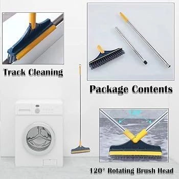 Bathroom Cleaning Brush with Wiper 2 in 1 Tiles Cleaning Brush Floor Scrub Bathroom Brush with Long Handle 120° Rotate Bathroom - Home Kitchen Bathroom Cleaning Brush (2IN1 Brush) 8