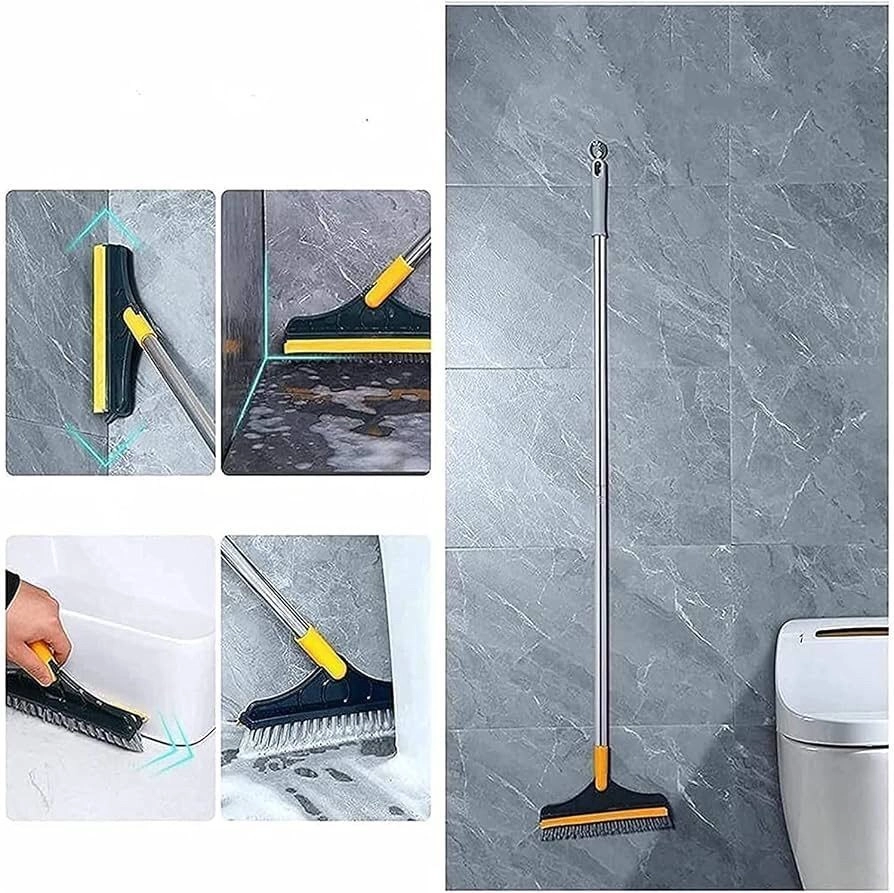 Bathroom Cleaning Brush with Wiper 2 in 1 Tiles Cleaning Brush Floor Scrub Bathroom Brush with Long Handle 120° Rotate Bathroom - Home Kitchen Bathroom Cleaning Brush (2IN1 Brush) 9