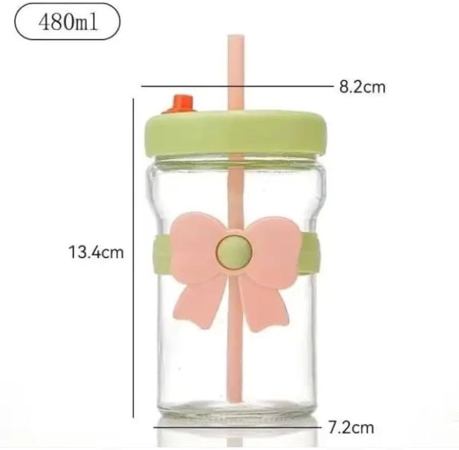 Glass Cup with Straw and Lid, Reusable Cup, Iced Coffee Cup, Cute Heat-Resistant Transparent Glass Cups for Water, Matcha, Coffee Mugs use for Travel, Camping (1) 3