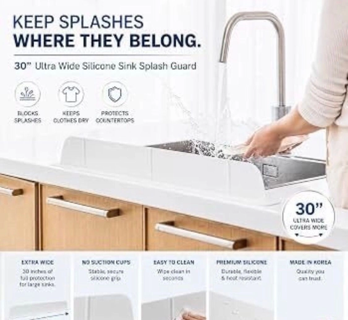(30cm) Premium Kitchen Sink Silicone Water Splash Guard
