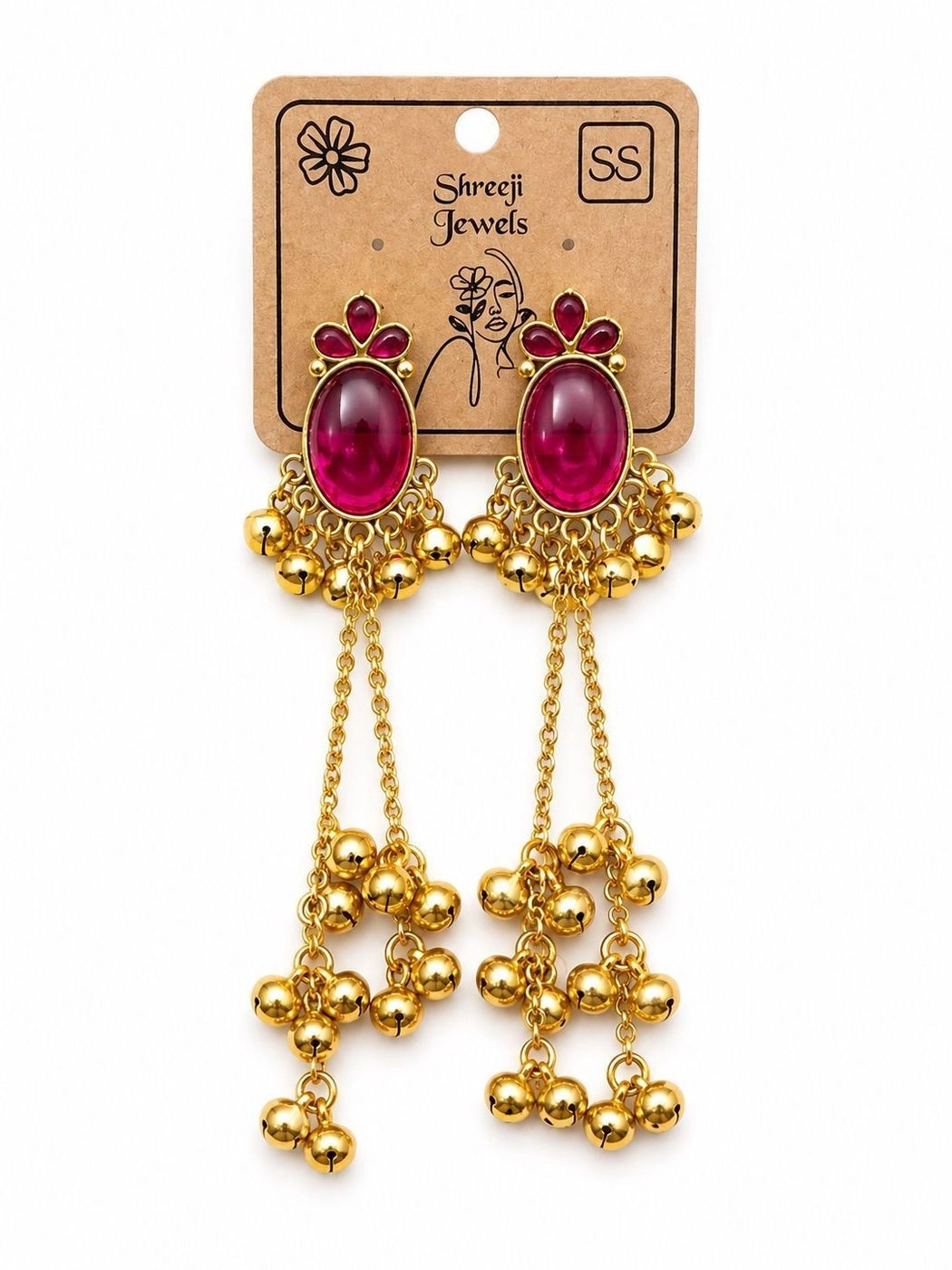 Maroon Kashmiri jhumka