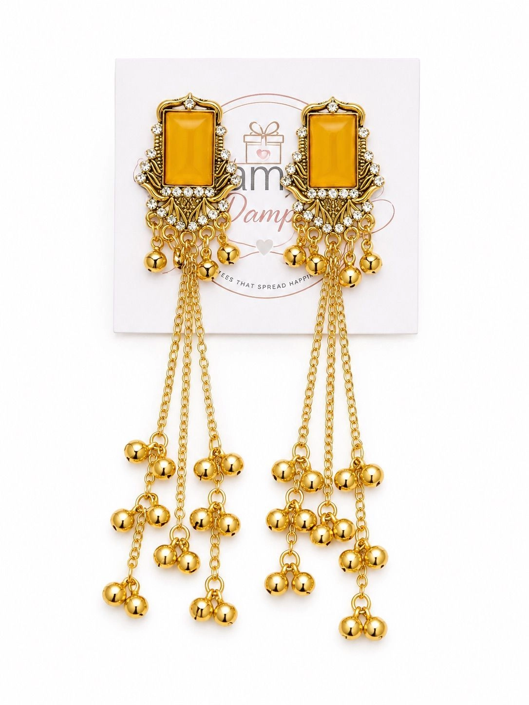 Yellow Kashmiri jhumka