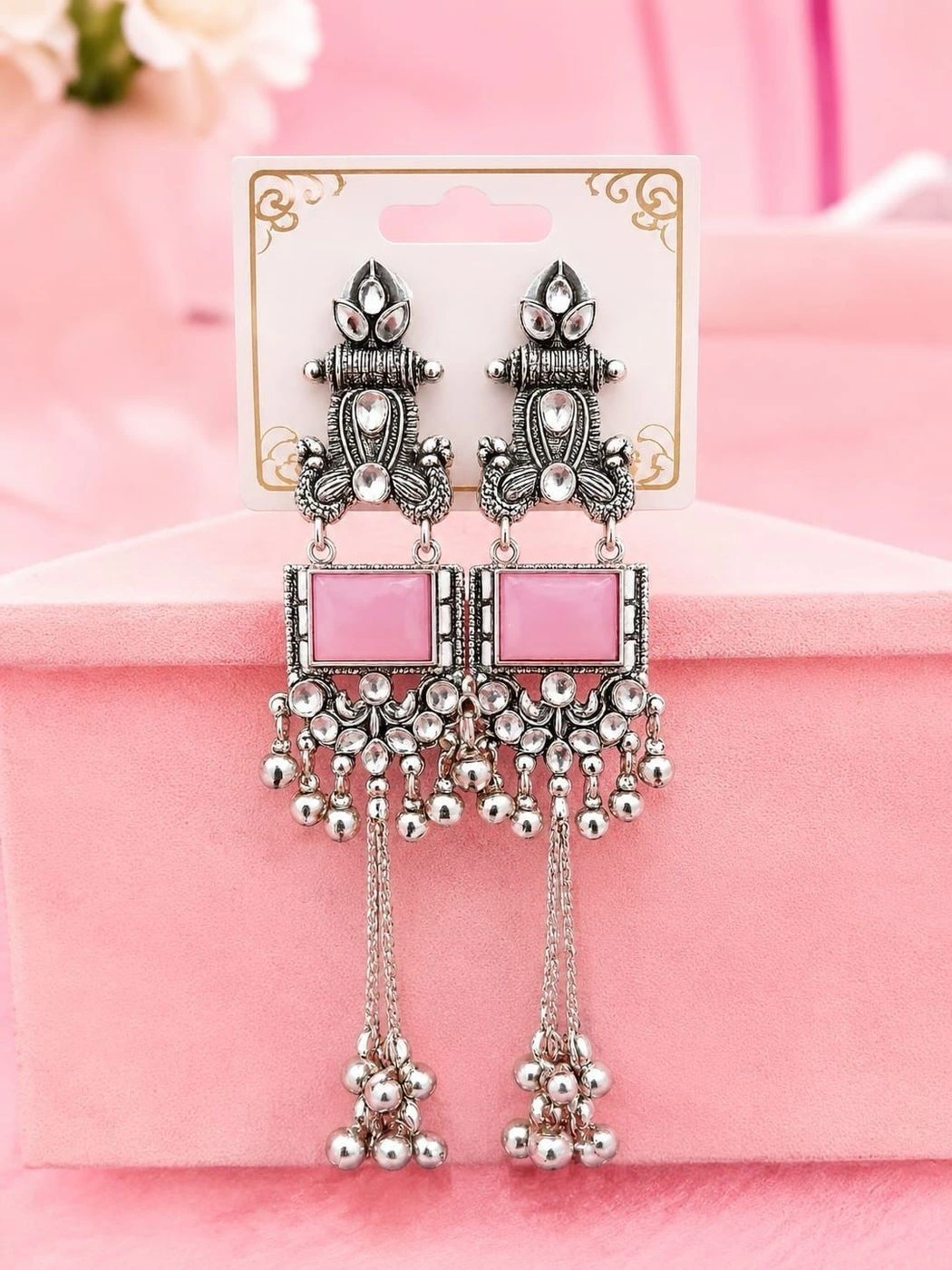 Pink Kashmiri jhumka