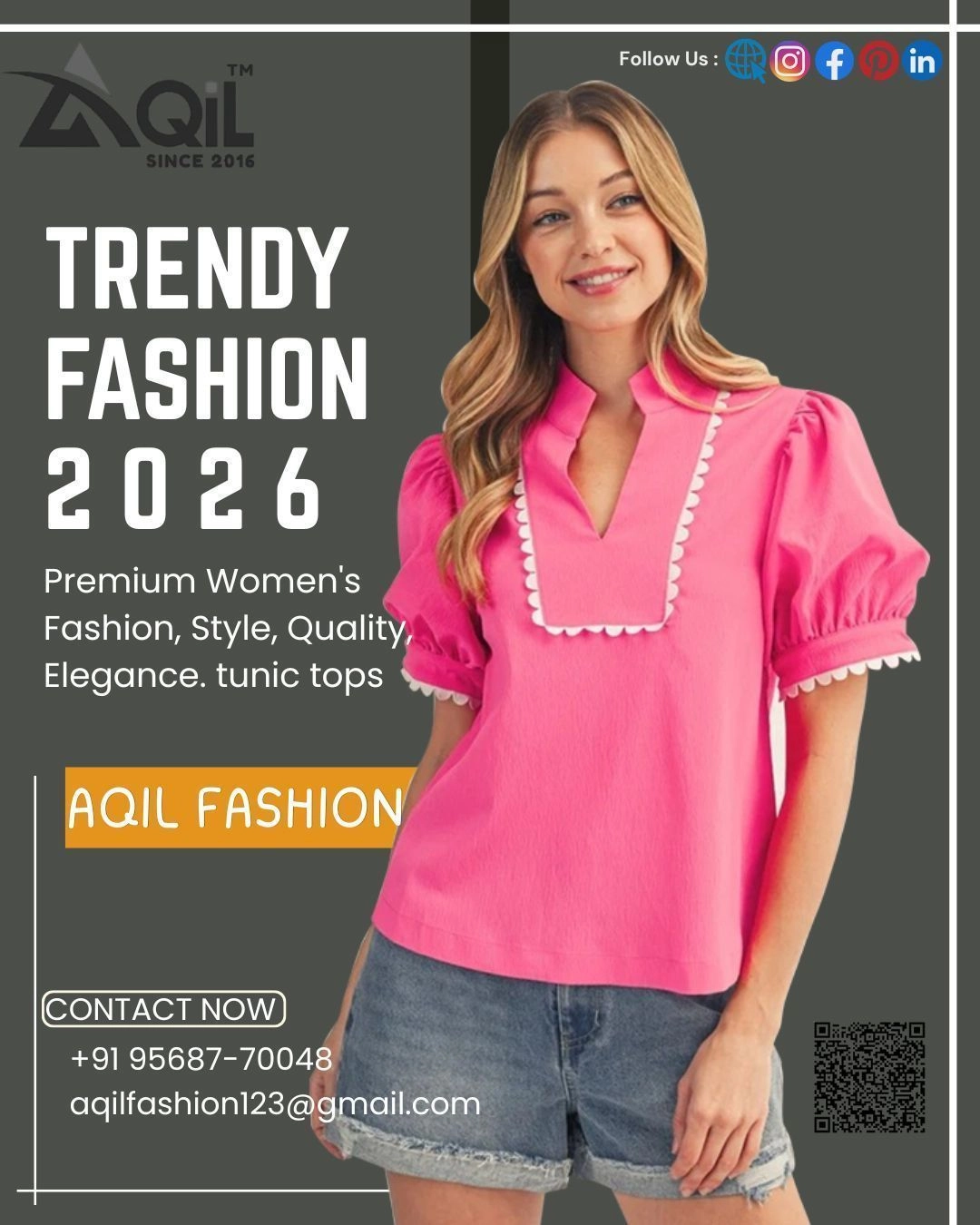 Aqil Cotton Casual pink Top 1