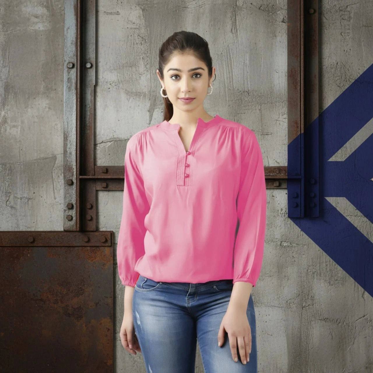 Aqil Casual Regular Viscose Rayon pink Top 2