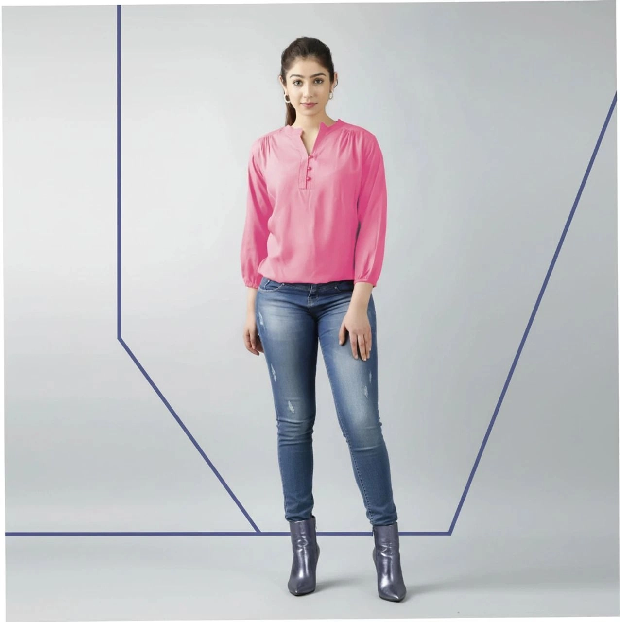 Aqil Casual Regular Viscose Rayon pink Top 3