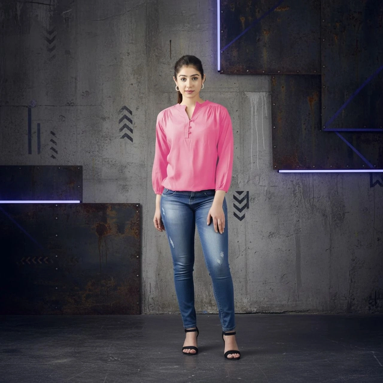 Aqil Casual Regular Viscose Rayon pink Top 4