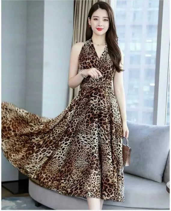 Aqil stylish Tiger Print Casual Dress 1