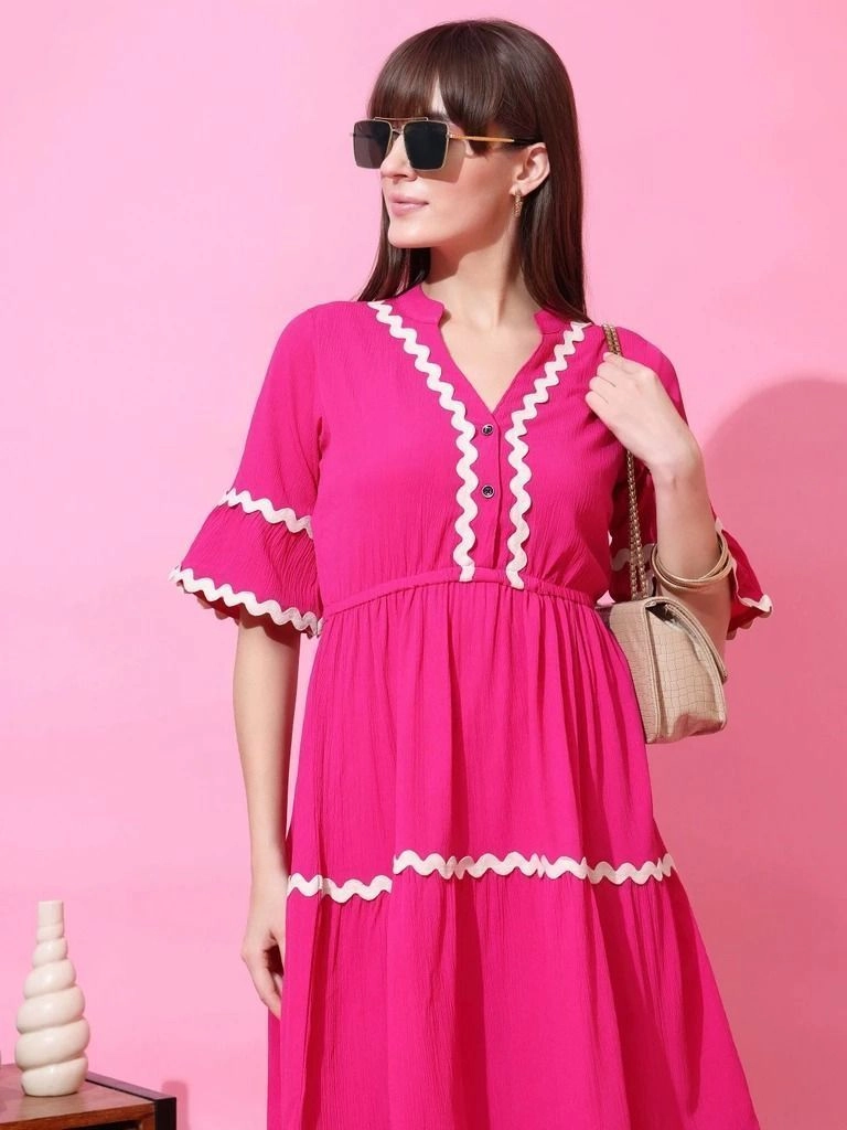 Anamika Women Fit and Flare Pink Dress
