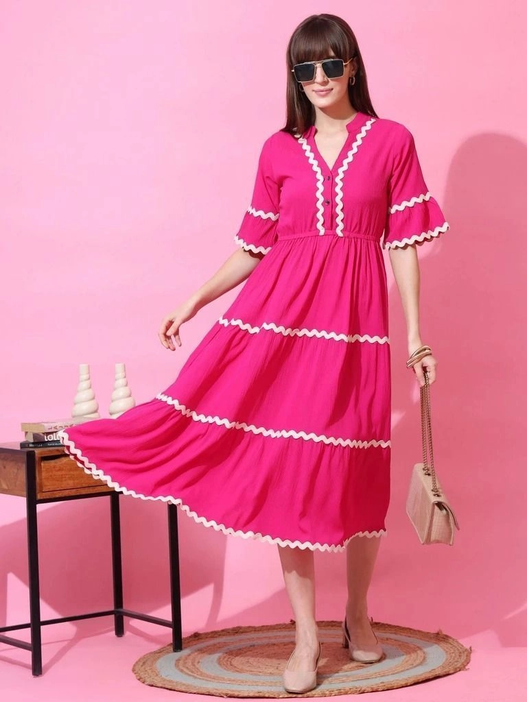 Anamika Women Fit and Flare Pink Dress 3