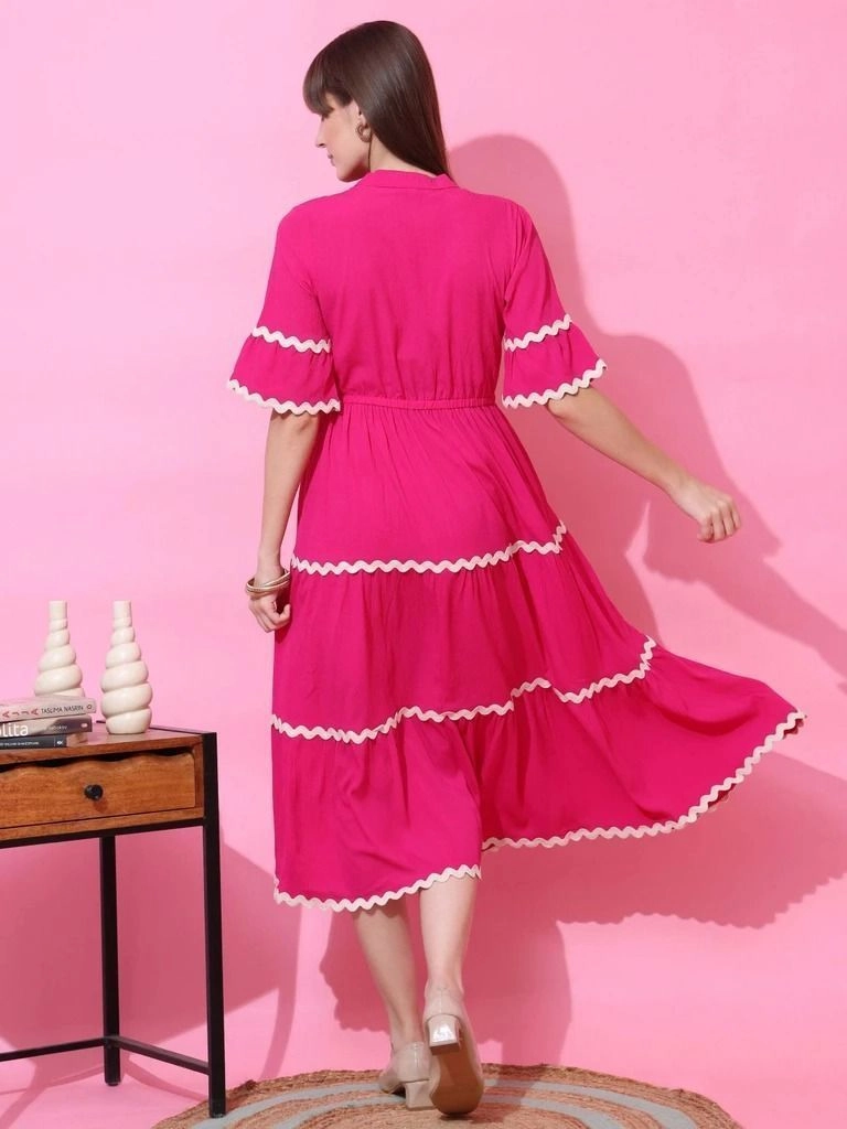Anamika Women Fit and Flare Pink Dress 5